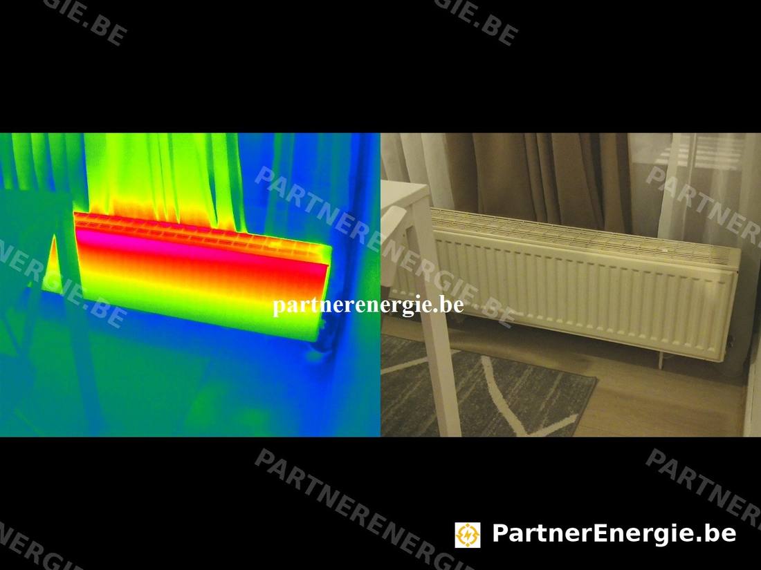 Contrôle final à la caméra thermique d'un radiateur en intérieur — Partner Energie