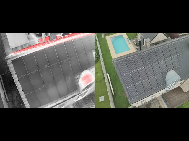 Technicien RESCert mesurant tensions et courants sur une installation de panneaux solaires